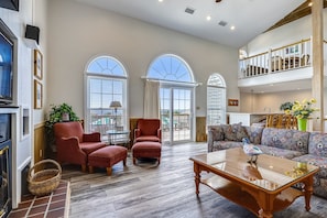 TV, fireplace, DVD player, stereo