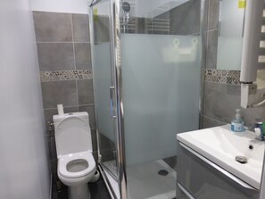 Hair dryer, soap, toilet paper