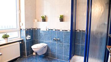 Double Room (3) | Bathroom | Shower, towels, soap, toilet paper