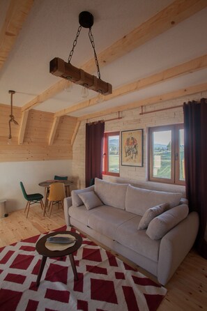 奢華小木屋, 山景, 臨近滑雪場 | 客廳 | 平面電視