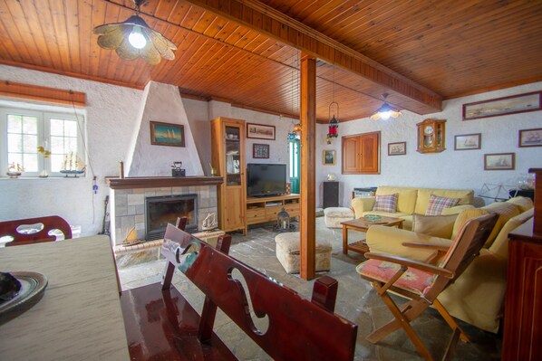 House, 2 Bedrooms | Living area | TV - Traditional Village House (Zakynthos)
