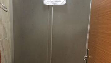 Shower, free toiletries, hair dryer, slippers