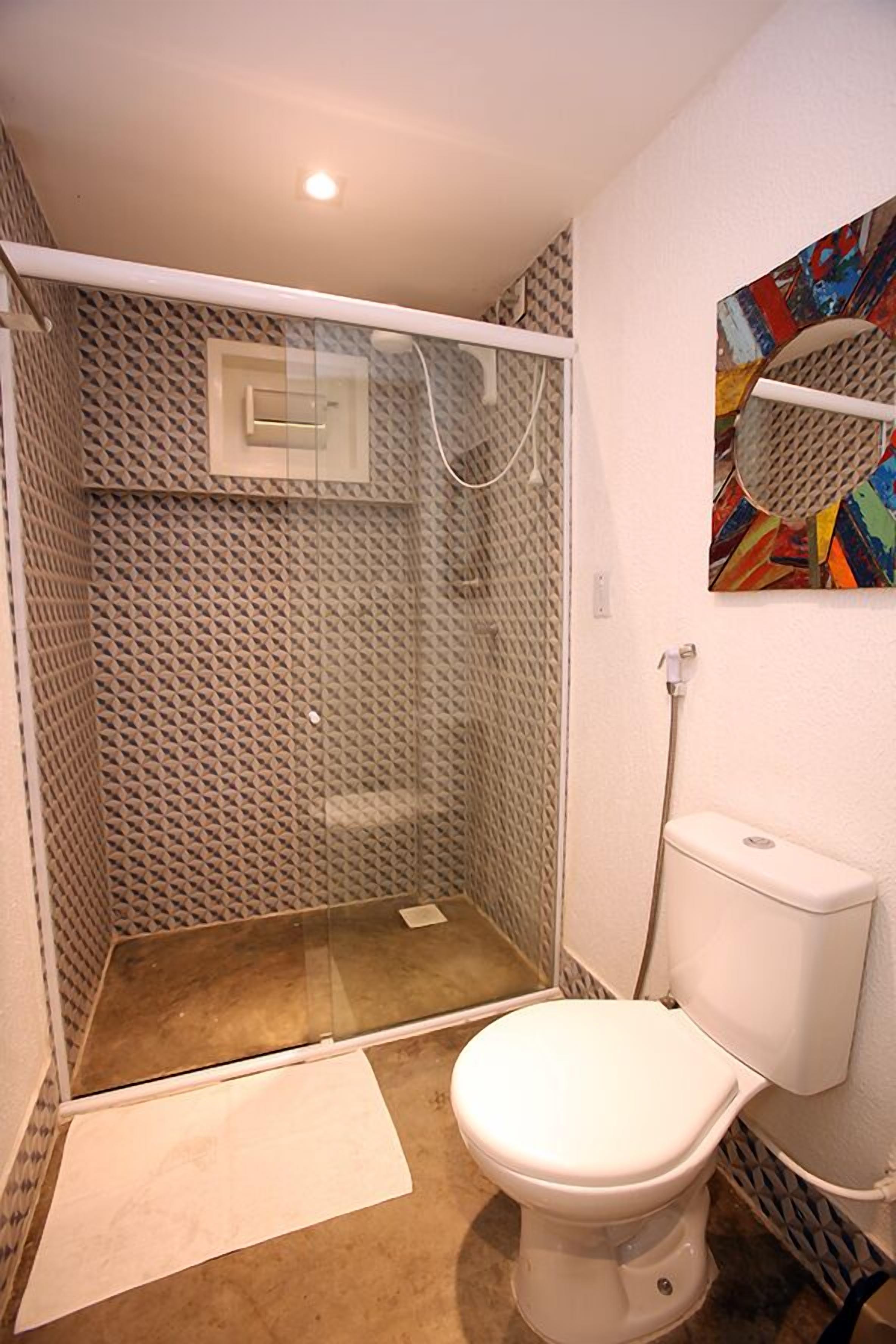 triple room (2) | bathroom | shower, towels, soap, toilet paper