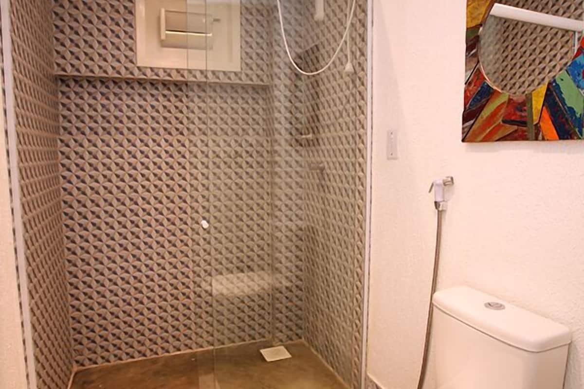 triple room (2) | bathroom | shower, towels, soap, toilet paper