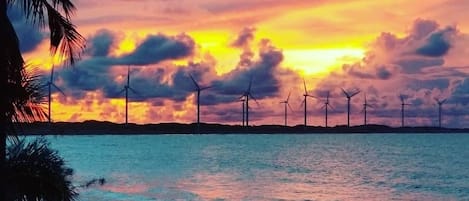 Sulla spiaggia, sabbia bianca, windsurf