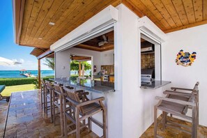Terrace/patio - Faroway Luxury Ocean & Beach Villa - South Sound 4BR Oceanfront Estate (South Sound)