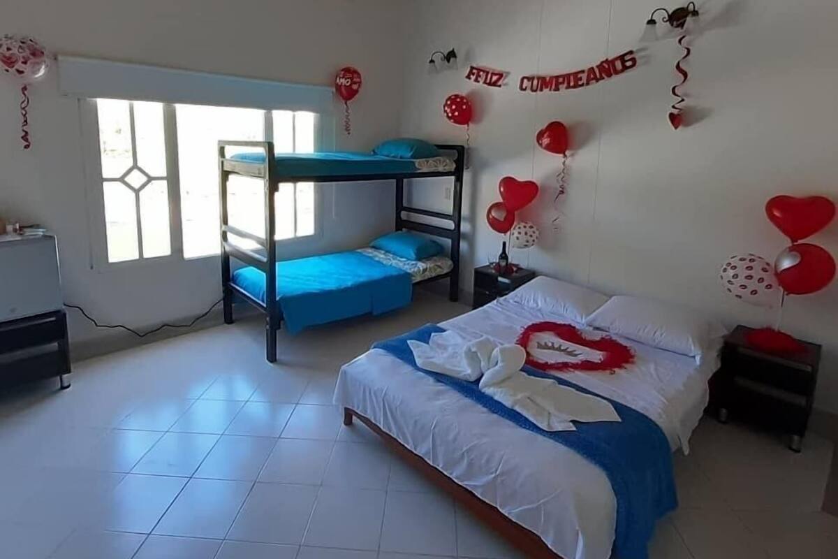 Blackout curtains, free WiFi, bed sheets