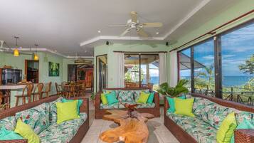 Exclusive House, Multiple Bedrooms, Private Pool, Ocean View | Living room | Flat-screen TV