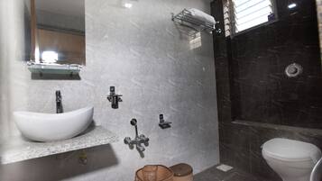 Shower, slippers, towels
