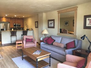 Smart TV, chimenea y libros