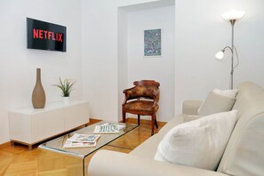 Huoneisto, 1 makuuhuone | Oleskelualue | Taulutelevisio, Netflix, suoratoistopalvelut