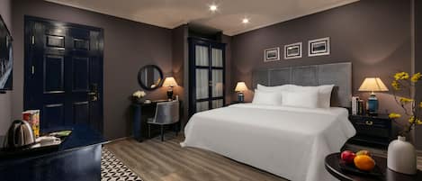 1 bedroom, down comforters, memory foam beds, minibar