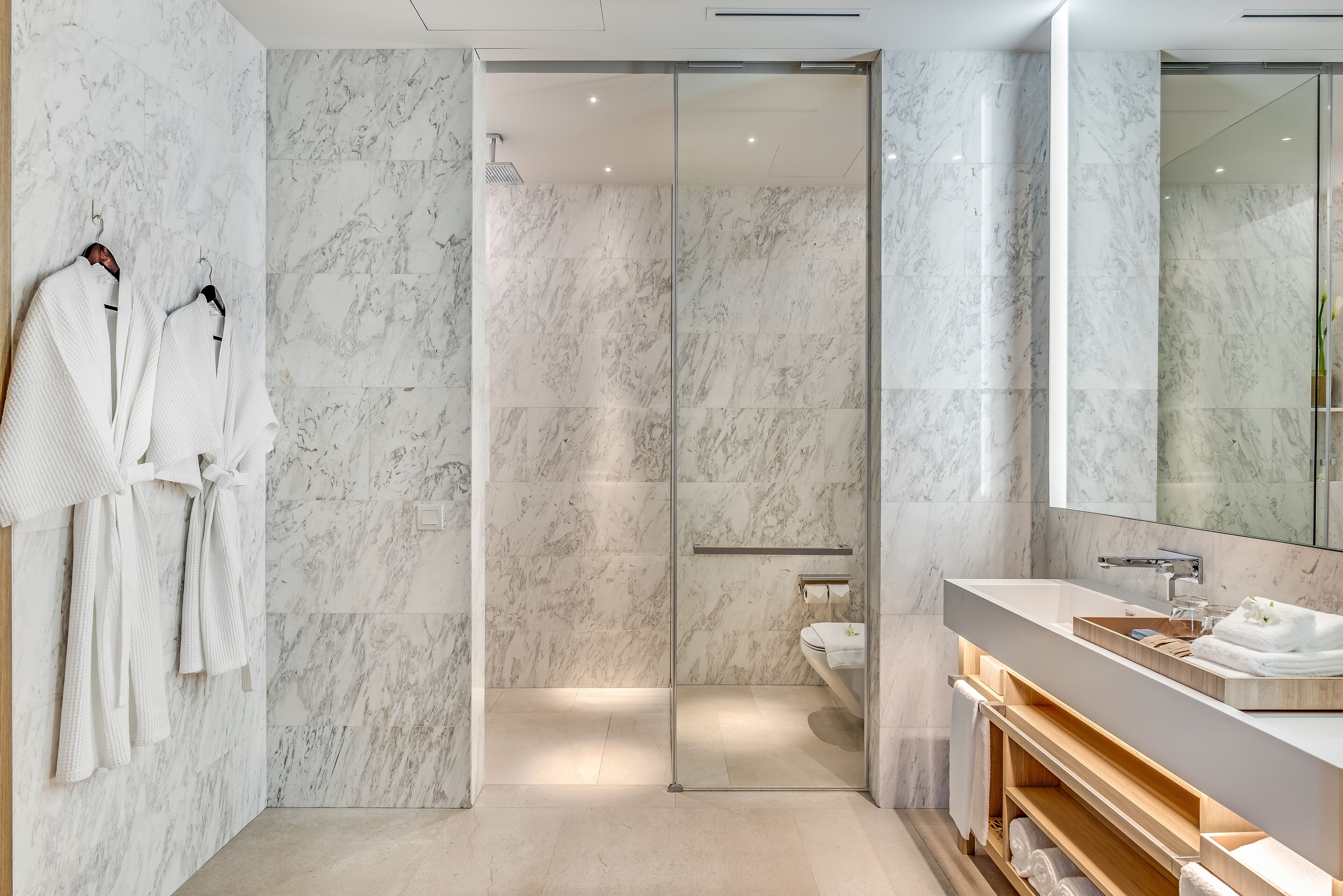 free toiletries, hair dryer, bathrobes, slippers