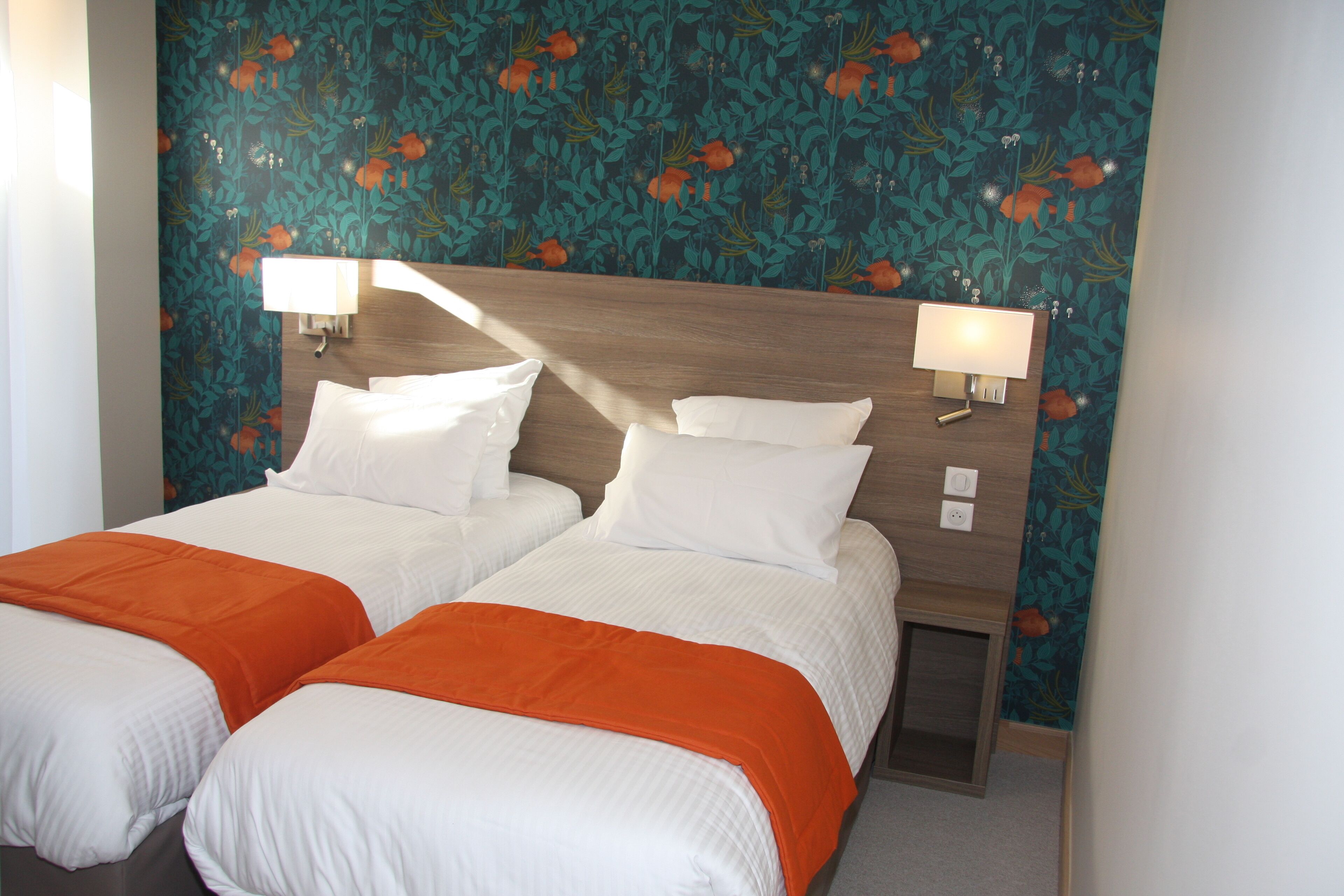 twin room (vue rhone) | premium bedding, in-room safe, desk, laptop workspace