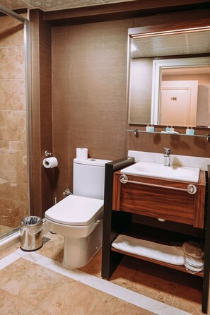 Shower, hair dryer, slippers, towels - Armida City Hotel (Çanakkale)