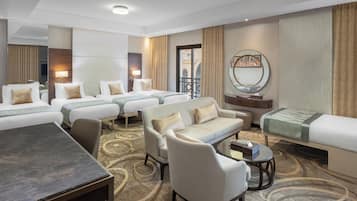 Junior Suite, Multiple Beds | Premium bedding, in-room safe, desk, laptop workspace