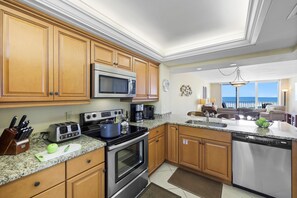 Condo, Multiple Beds (Stylish beachfront condo with pool an) | Private kitchen