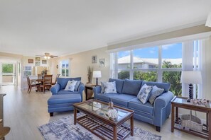 Condo, Multiple Beds (Bright condo in community with pool/s) | Living room | Flat-screen TV - Bright Condo in Community With Pool/steps to Beach (Marco Island)