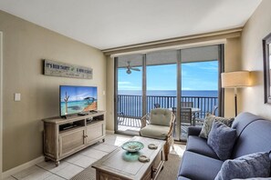 Condo, 1 Queen Bed with Sofa bed (Charming beachfront condo with pool, ) | Living room - Charming Beachfront Condo With Pool, spa and Views (Marco Island)