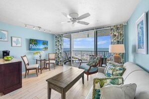 Condo, 1 King Bed (Unique beachfront condo with panorami) | Living area - Unique Beachfront Condo With Panoramic Beach View (Marco Island)