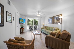 Condo, 1 King Bed with Sofa bed (Peaceful condo with pool across from ) | Living area | Flat-screen TV - Peaceful Condo With Pool Across From South Beach (Marco Island)