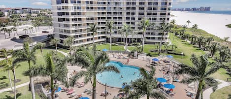 Condo, 1 King Bed with Sofa bed (Inviting condo on beach with pool and) | Pool | A heated pool