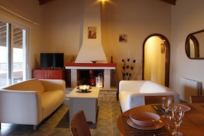 Villa, 3 Bedrooms, Pool Access | Living area | Flat-screen TV - Villa Penelope (Corfu)
