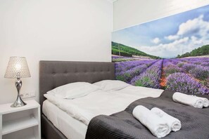 2 bedrooms, iron/ironing board, travel crib, WiFi