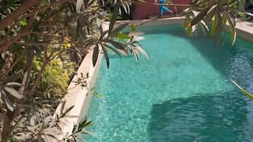 Outdoor pool, pool loungers