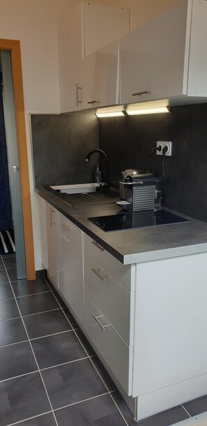 Kühlschrank, Mikrowelle, Herdplatte, Geschirrspüler
