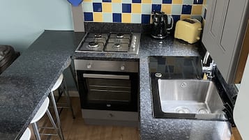 Großer Kühlschrank, Mikrowelle, Ofen, Herdplatte