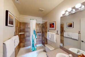 Hair dryer, towels