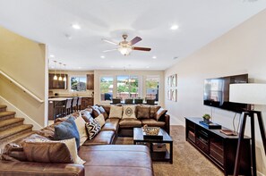 TV, DVD player, ping pong