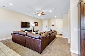 TV, DVD player, ping pong