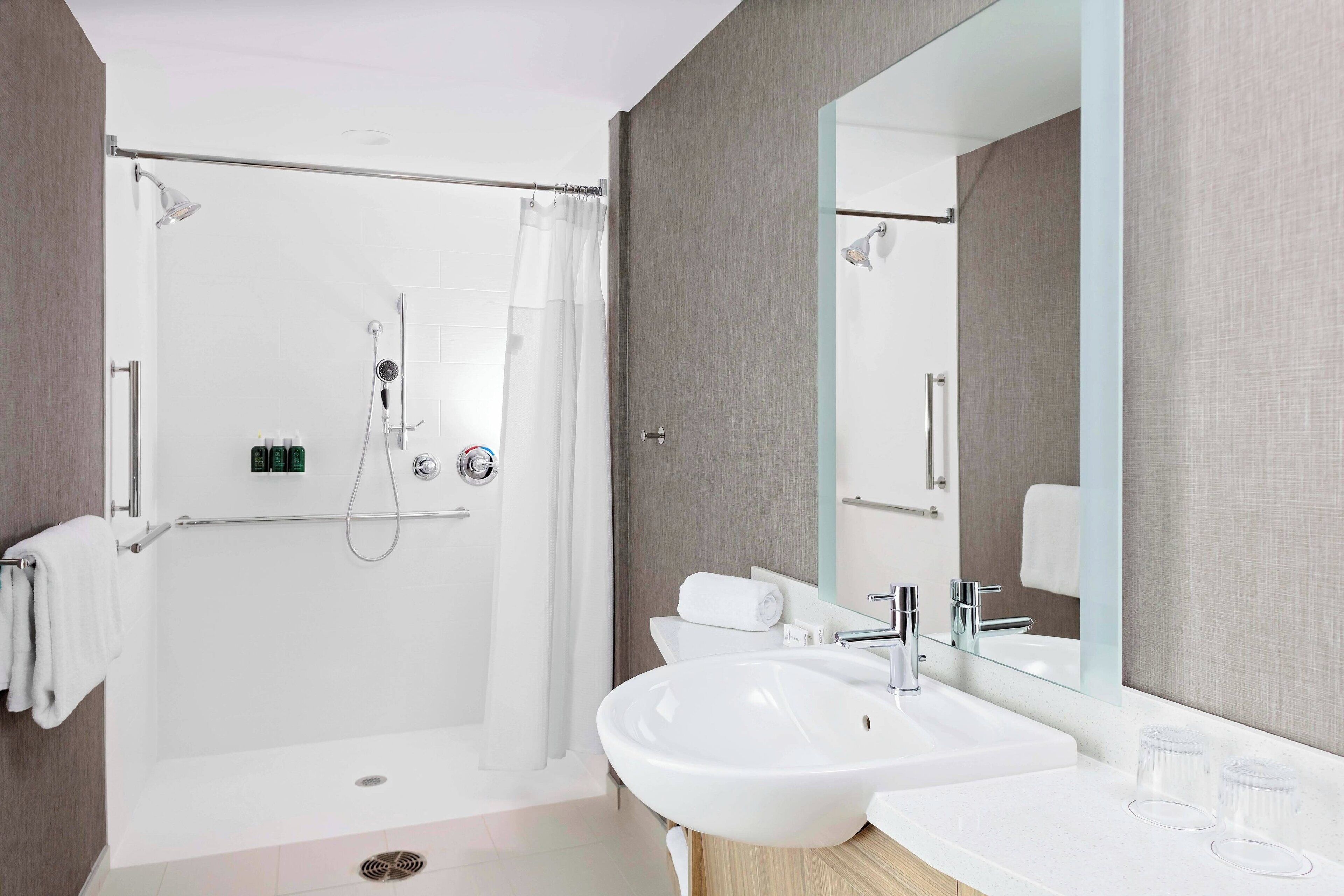 free toiletries, hair dryer, towels