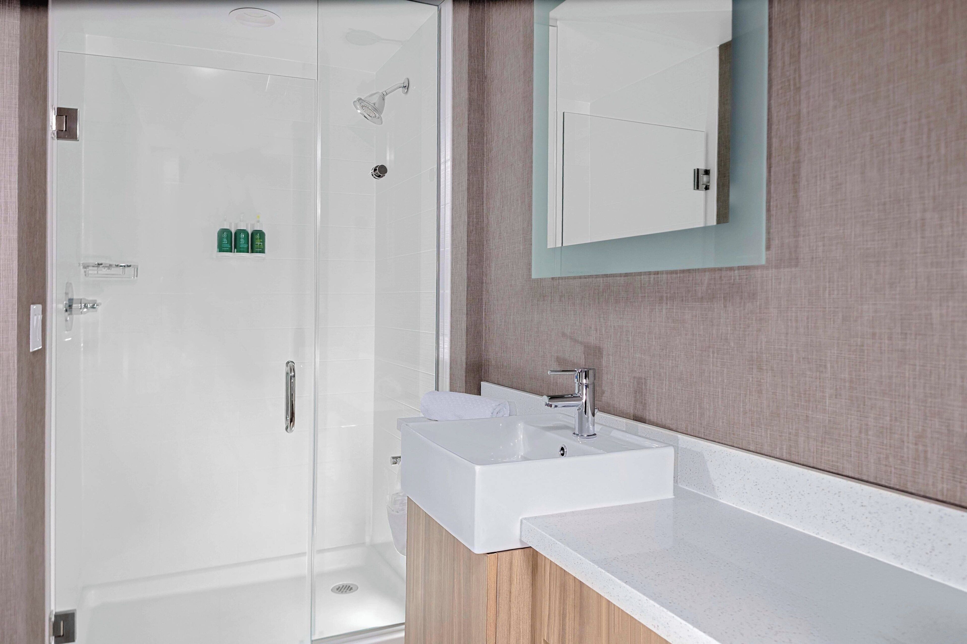 free toiletries, hair dryer, towels