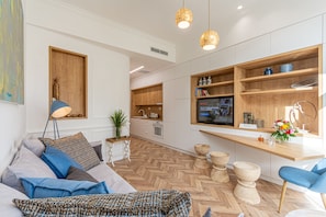 Apartamento design (A) | Área de estar | Smart TV, Netflix