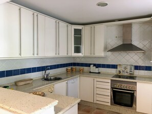 Fridge, microwave, oven, dishwasher