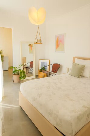 1 chambre, bureau, fer et planche à repasser, lit parapluie