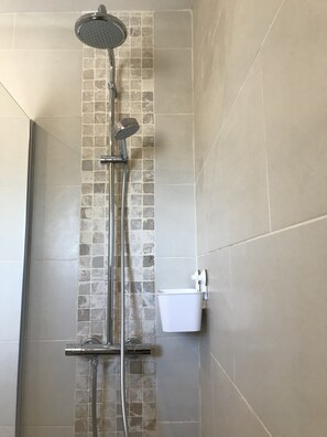 Ensemble douche/baignoire, sèche-cheveux, serviettes fournies, savon
