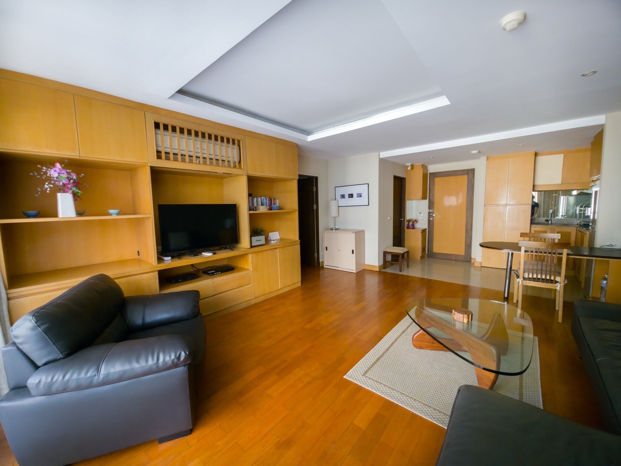 Smart TV, fireplace, DVD player, books