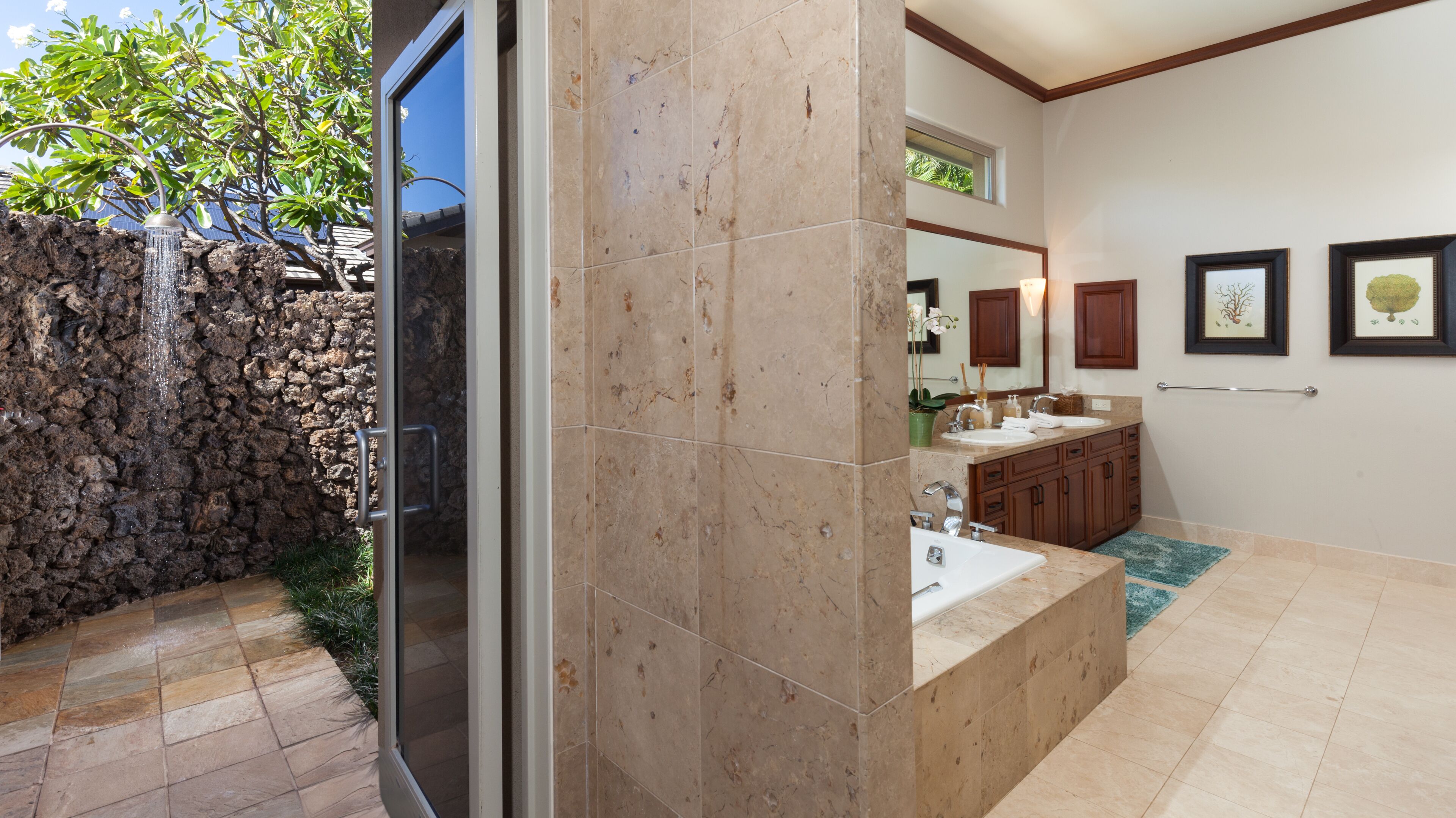 Bathtub, hair dryer, towels, soap