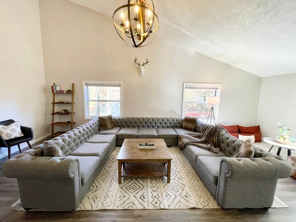 Smart TV, fireplace, foosball, table tennis