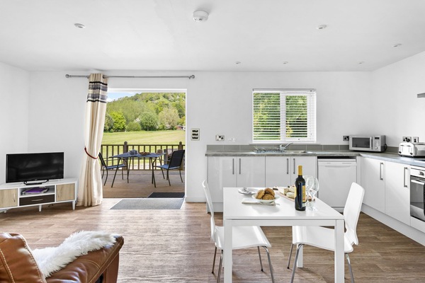 Open plan kitchen with living and dining area - The clover Lodge