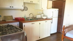 Fridge, microwave, oven, coffee/tea maker