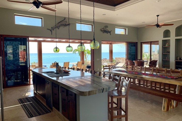 View from kitchen
Giant seat 18 dinning table