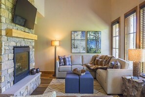 TV, fireplace, video games, DVD player