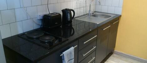 Fridge, microwave, oven, electric kettle