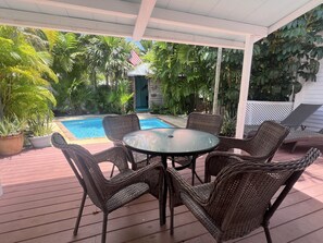 Outdoor dining - Casa Rosa: 4BR/4BA house, pool, near Duval (Key West)