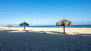 On the beach, beach towels